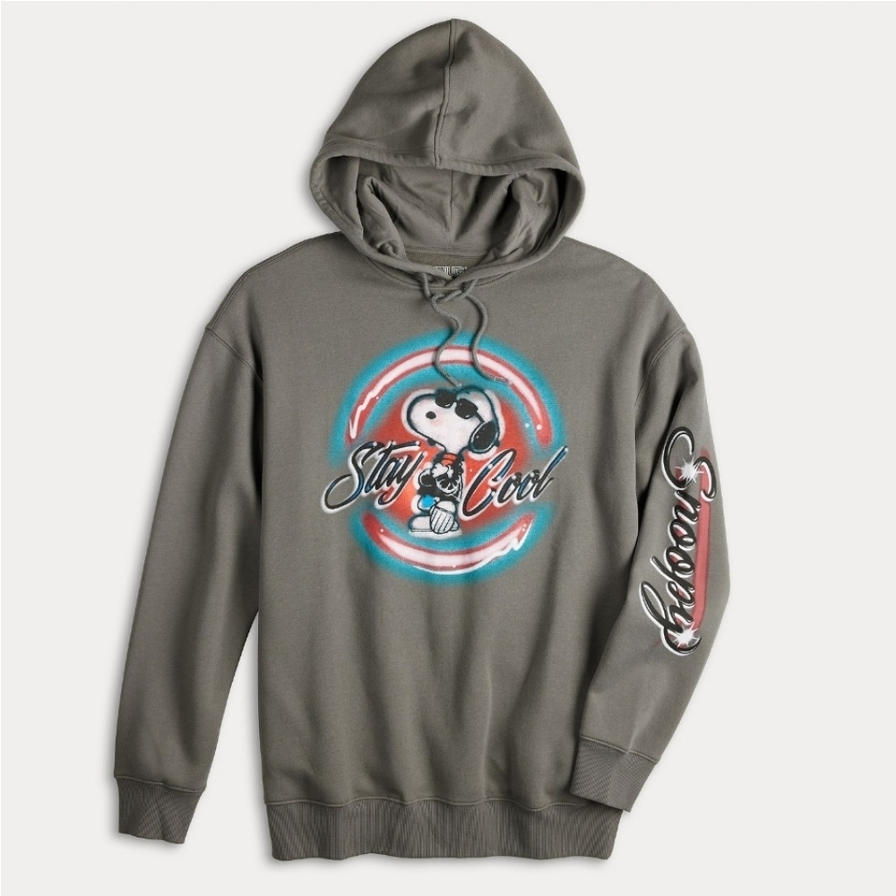 Peanuts Snoopy Stay Cool Airbrush Hoodie Gray S NWT - Picture 2 of 5